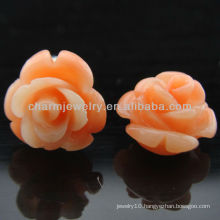 2013 Fashion Coral Carved Rose Pink Flower Stud Earrings EF-012